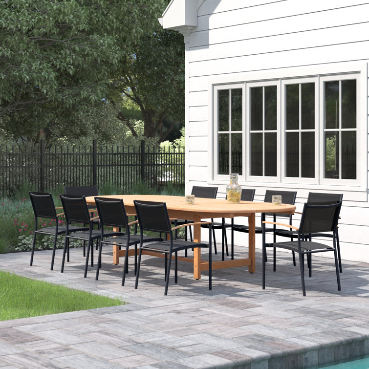 Lark Manor Anautica 10 - Person Teak Metal Patio Dining Set with ...